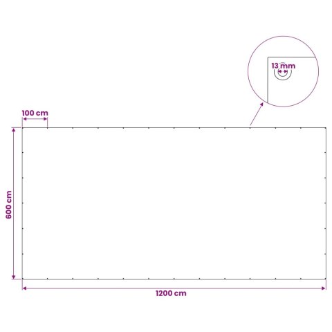 PLANDEKA OCHRONNA WODOODPORNA UV Z OCZKAMI ANTRACYT6X12M 260GSM PE