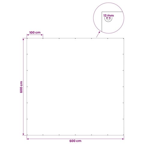 PLANDEKA OCHRONNA WODOODPORNA UV Z OCZKAMI ANTRACYT6X6M 180GSM PE