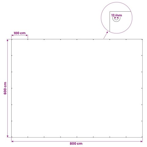 PLANDEKA OCHRONNA WODOODPORNA UV Z OCZKAMI ANTRACYT6X8M 260GSM PE