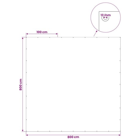 PLANDEKA OCHRONNA WODOODPORNA UV Z OCZKAMI ANTRACYT8X8M 260GSM PE
