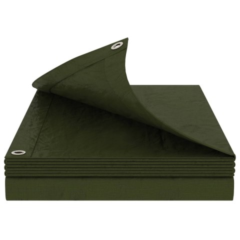 PLANDEKA OCHRONNA WODOODPORNA UV Z OCZKAMI ZIELONA 6X6M 260GSM PE