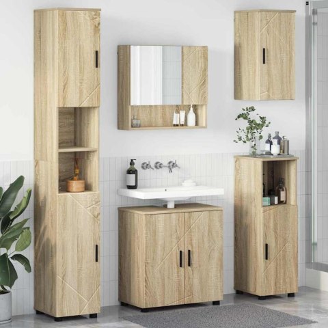 VidaXL Zestaw mebli łazienkowych Montowane na ścianie 5 pcs Dąb Sonoma