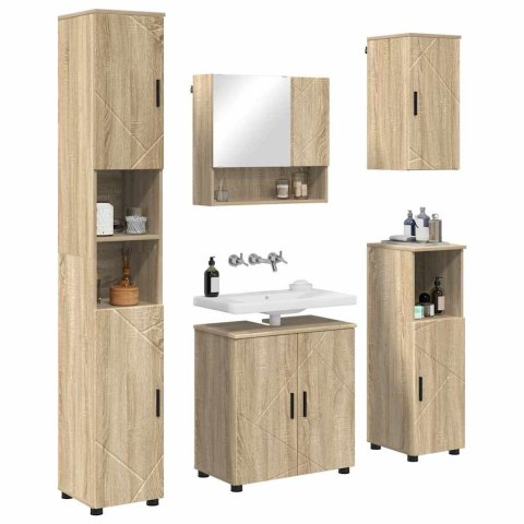 VidaXL Zestaw mebli łazienkowych Montowane na ścianie 5 pcs Dąb Sonoma