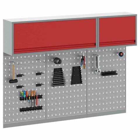 VidaXL Zestaw szafek narzędziowych z półką 5 pcs Czerwony