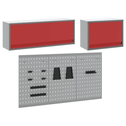 VidaXL Zestaw szafek narzędziowych z półką 5 pcs Czerwony