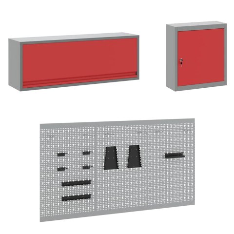 VidaXL Zestaw szafek roboczych z szufladą Z blokadą 8 pcs Czerwony