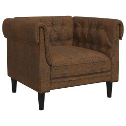 VidaXL Fotel Chesterfield, brązowy, obity tkaniną