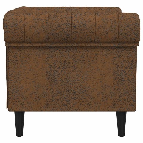 VidaXL Fotel Chesterfield, brązowy, obity tkaniną