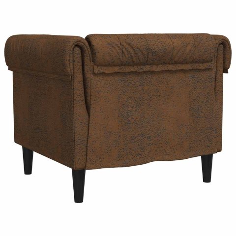 VidaXL Fotel Chesterfield, brązowy, obity tkaniną