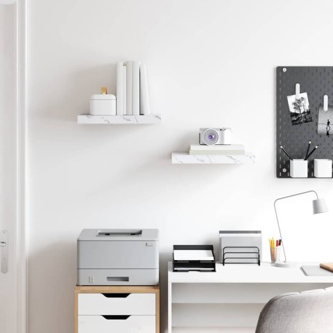 VidaXL Półka ścienna Do montażu na ścianie 2 pcs Biały marmur
