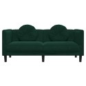 VidaXL Sofa 2-osobowa z poduszkami, ciemnozielona, aksamit