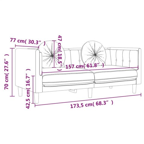 VidaXL Sofa 2-osobowa z poduszkami, ciemnozielona, aksamit