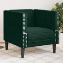 VidaXL Fotel Chesterfield, ciemnozielony, tapicerowany aksamitem