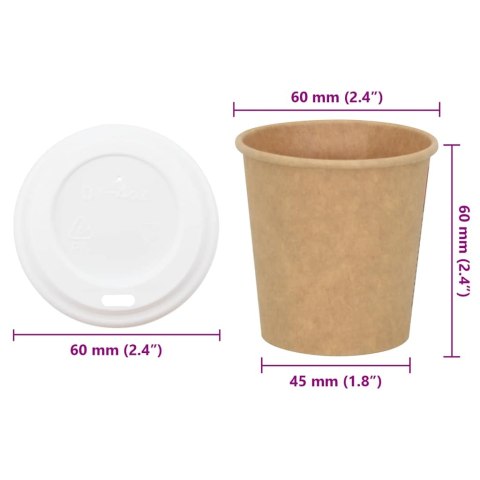 VidaXL Papierowe kubki z pokrywkami, 1000 szt., 4oz, 100ml