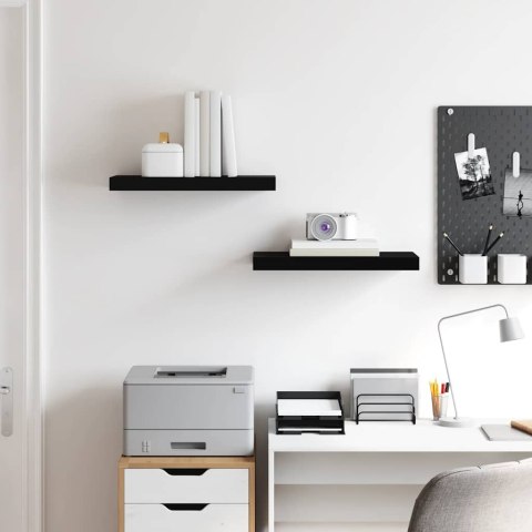 VidaXL Półki ścienne, 2 szt., czarne, 50x23,5x3,8 cm, MDF