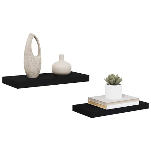VidaXL Półki ścienne, 2 szt., czarne, 50x23,5x3,8 cm, MDF
