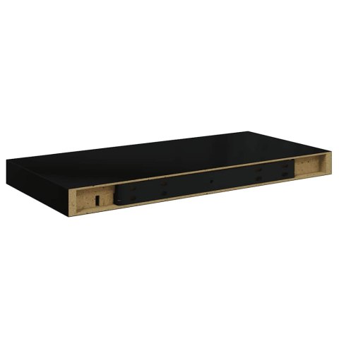 VidaXL Półki ścienne, 2 szt., czarne, 50x23,5x3,8 cm, MDF