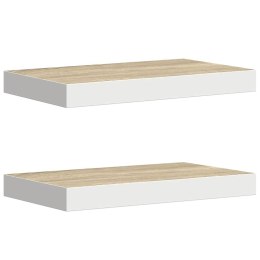 VidaXL Półki ścienne, 2 szt., kolor dębu i biel, 50x23,5x3,8 cm, MDF