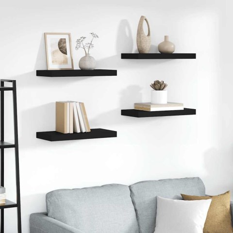 VidaXL Półki ścienne, 4 szt., czarne, 50x23,5x3,8 cm, MDF