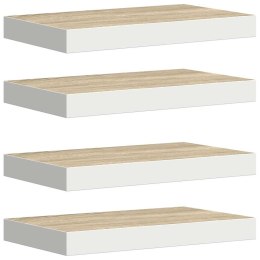 VidaXL Półki ścienne, 4 szt., kolor dębu i biel, 50x23,5x3,8 cm, MDF
