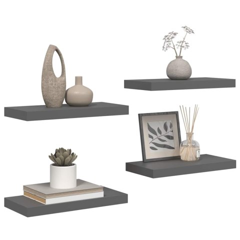 VidaXL Półki ścienne, 4 szt., wysoki połysk, szare, 50x23,5x3,8 cm, MDF