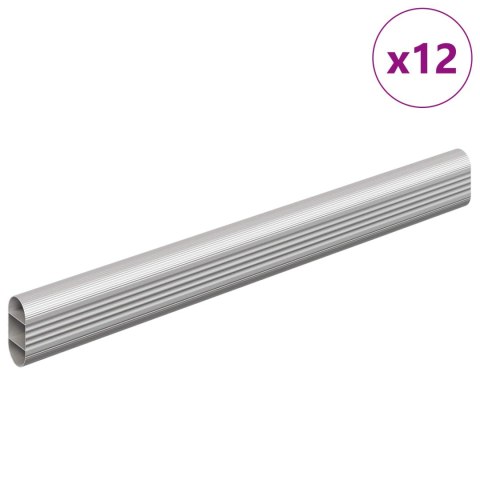 VidaXL Drążek do szafy 12 szt. Srebrny 264 x 15 x 29 mm Stop Aluminium