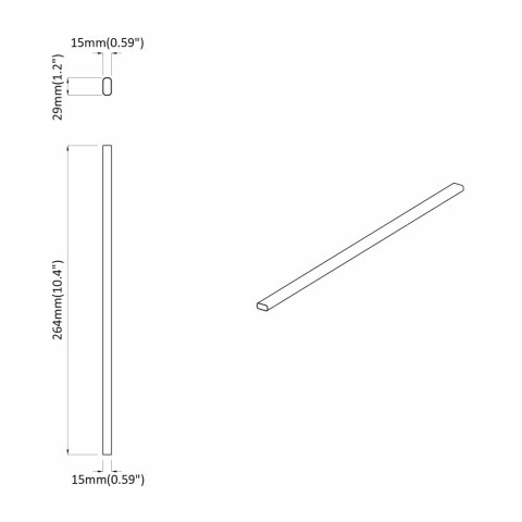 VidaXL Drążek do szafy 12 szt. Srebrny 264 x 15 x 29 mm Stop Aluminium