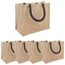 VidaXL Torebki jutowe 5 Naturalny i czarny 26 x 22 x 14 cm