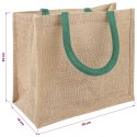 VidaXL Torebki jutowe 5 Naturalny i zielony 26 x 22 x 14 cm