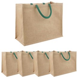 VidaXL Torebki jutowe 5 Naturalny i zielony 42 x 33 x 19 cm