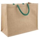 VidaXL Torebki jutowe 5 Naturalny i zielony 42 x 33 x 19 cm