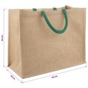 VidaXL Torebki jutowe 5 Naturalny i zielony 42 x 33 x 19 cm