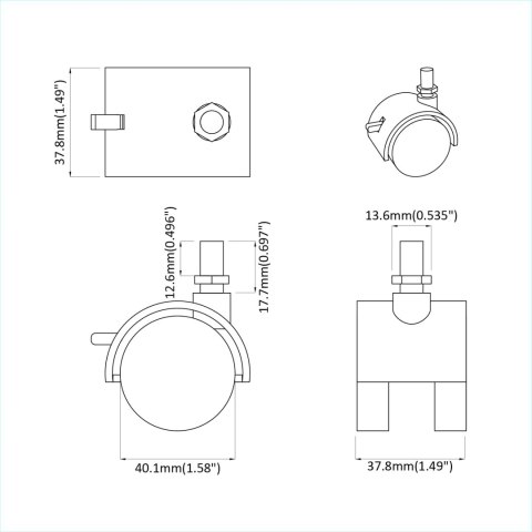 VidaXL Wózek 2 szt. Czarny i Srebrny 40,1 x 40,1 x 37,8 mm Żelazo i PP