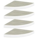 VidaXL Narożne półki ścienne, 4 szt., dąb i biel, 35x35x3,8 cm, MDF