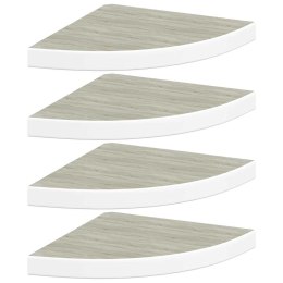 VidaXL Narożne półki ścienne, 4 szt., dąb i biel, 35x35x3,8 cm, MDF