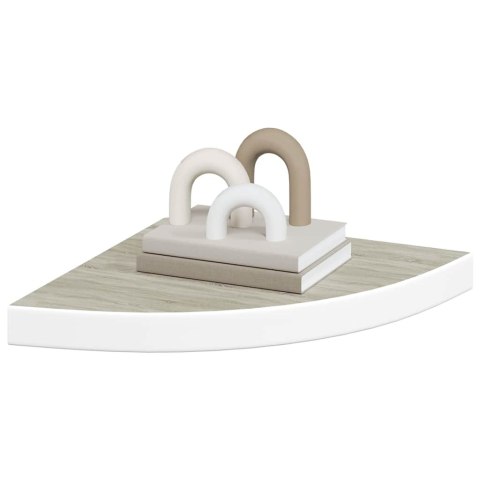 VidaXL Narożne półki ścienne, 4 szt., dąb i biel, 35x35x3,8 cm, MDF