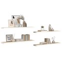 VidaXL Półki ścienne, 4 szt., dębowo-białe, 120 x 23,5 x 3,8 cm, MDF