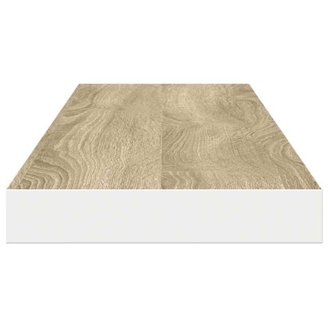 VidaXL Półki ścienne, 4 szt., dębowo-białe, 120 x 23,5 x 3,8 cm, MDF