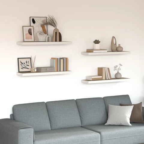VidaXL Półki ścienne, 4 szt., dębowo-białe, 90x23,5x3,8 cm, MDF