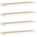 VidaXL Półki ścienne, 4 szt., dębowo-białe, 90x23,5x3,8 cm, MDF