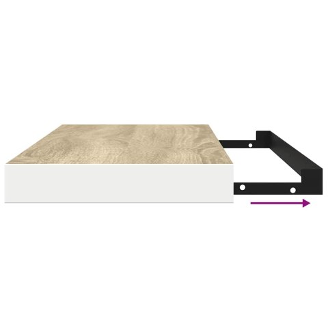 VidaXL Półki ścienne, 4 szt., dębowo-białe, 90x23,5x3,8 cm, MDF