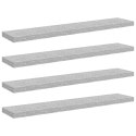 VidaXL Półki ścienne, 4 szt., szarość betonu, 120 x 23,5 x 3,8 cm, MDF
