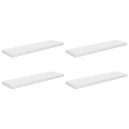 VidaXL Półki ścienne, 4 szt, wysoki połysk, białe, 90x23,5x3,8 cm, MDF