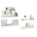 VidaXL Półki ścienne, 4 szt, wysoki połysk, białe, 90x23,5x3,8 cm, MDF