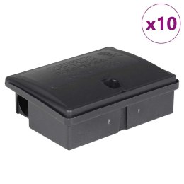 VidaXL Pułapki na myszy 10 szt. Czarne 13x10x4 cm