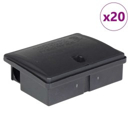 VidaXL Pułapki na myszy 20 szt. Czarne 13x10x4 cm