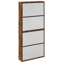 VidaXL Szafka na buty z lustrem, przydymiony dąb, 63x17x134 cm
