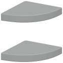 VidaXL Narożne półki ścienne, 2 szt., szare, 25x25x3,8 cm, MDF