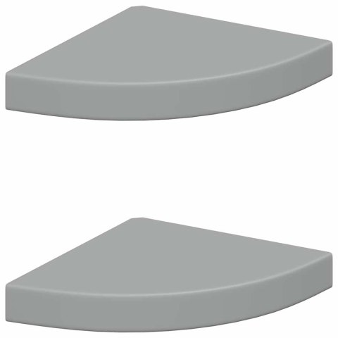 VidaXL Narożne półki ścienne, 2 szt., szare, 25x25x3,8 cm, MDF