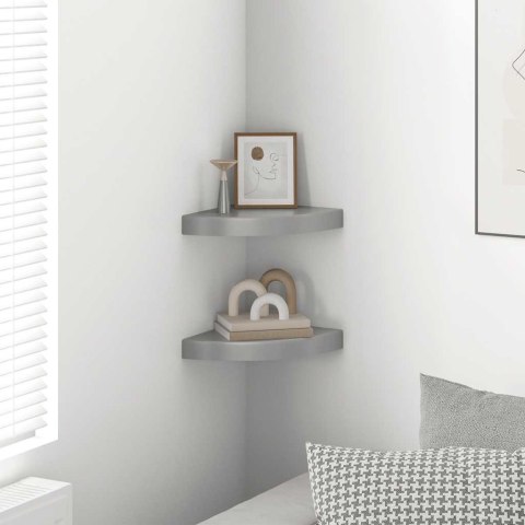 VidaXL Narożne półki ścienne, 2 szt., szare, 25x25x3,8 cm, MDF